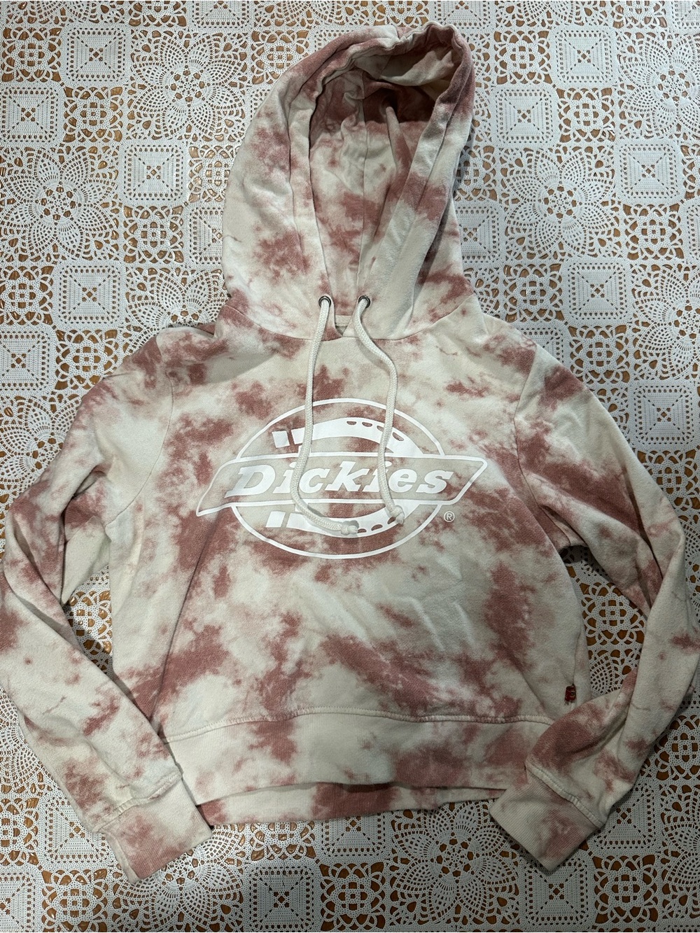 Dickies Girl Women’s M Pink Cream Tie-Dye Cropped Logo Hoodie